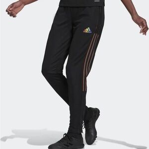 adidas Black Joggers with Rainbow Stripe Logo